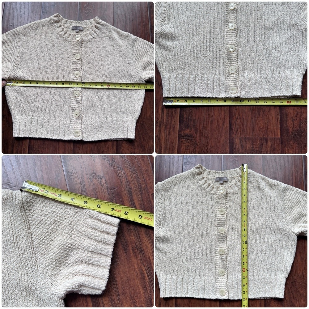 J. Crew Marina Crew Neck Cardigan Sweater Cream Textured Knit Sz M Clean Girl - Picture 15 of 16